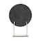20" Black Textured Marble Disk Sculpture with Silver Metal Stand